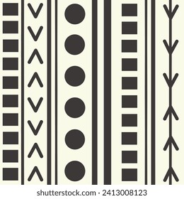 Vertical minimalist boho seamless pattern in black nude pastel colors. Design hand drawn geometric vector ethnic illustrator and tribal motifs background. sstkBackgrounds