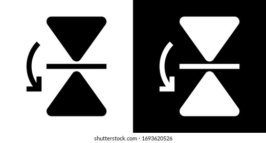 Vertikales Spiegelzeichen. Form kippen. Glyphe-Symbol in der weißen und schwarzen Version.