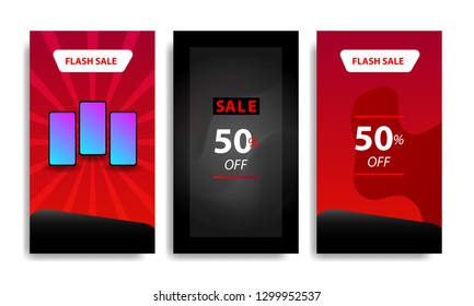 Vertical modern fluid template design background with gradient red, black and vibrant violet color for sale promotion. Suitable for social media stories, story, web banner, flyer,poster and brochure.