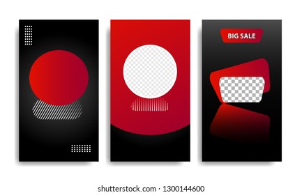 Vertical modern fluid template design background with gradient red, black color for sale promotion. Suitable for social media stories, story, web banner, flyer, poster and brochure.