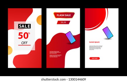 Vertical modern fluid template design background with gradient red, black and vibrant violet color for sale promotion. Suitable for social media stories, story, web banner, flyer, poster and brochure.
