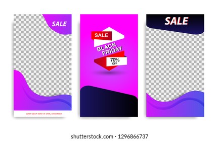 Vertical modern futuristic background in frame template with gradient blue, pink, purple gradation and red. Suitable for social media stories, story, web banner, flyer and brochure.