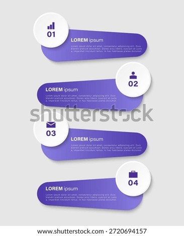 Vertical modern infographic template with 4 steps and business financial icons. Minimalistic layout design for data visualization.