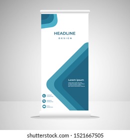 Vertical Modern Roll Banner Template Design. Blue and Dynamic X-Banner , Vertical Banner , Presentation. Easy to Use and Editable Template. Vector Illustration EPS 10