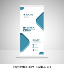 Vertical Modern Roll Banner Template Design. Blue and Dynamic X-Banner , Vertical Banner , Presentation. Easy to Use and Editable Template. Vector Illustration EPS 10
