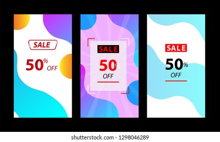 Vertical modern wave fluid background template with gradient blue, pink, purple gradation for promotional. Suitable for social media stories, story, internet web banner, flyer,poster and brochure.