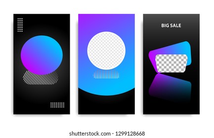 Vertical modern wave fluid background template with gradient blue, pink, purple twilight for sale promotional. Suitable for social media stories, story, internet web banner, flyer,poster and brochure.