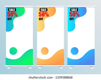 Vertical modern wave fluid background template with gradient blue, green for promotional. Suitable for social media stories, story, banner, flyer, poster and brochure. - Vector