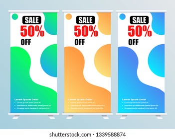 Vertical modern wave fluid background template with gradient blue, green for promotional. Suitable for social media stories, banner, flyer, poster and brochure. - Vector