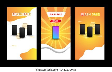 Vertical modern wave fluid background template with gradient yellow, orange vibrant color for promotional. Suitable for social media stories, story, internet web banner, flyer,poster and brochure.