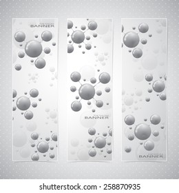 Vertical molecule Set  of Banners on gray Background. Modern Vector Illustration
