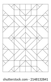 Vertical motif composed of 4 variations of tile box designs. Easy coloring page for digital detox. Anti stress EPS8 #515