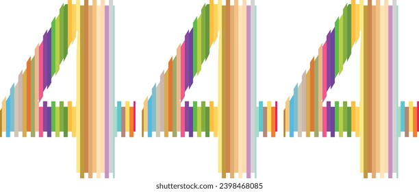 vertikale mehrfarbige Linien Nummer drei vier Vektorgrafik, einzeln auf weißem Hintergrund.