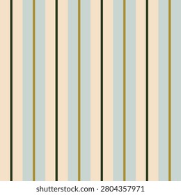 Vertical multi-width stripe seamless repeated pattern with a four-line alternating band arrangement. Wide colour blocks alternate with narrow accent lines in a consistent rhythmic unit, combining two broad stripes and two thin pin stripes within each repeat sequence. Modern Elegant Surface Pattern Design with a classic awning and ribbon stripe character. Ideal for mid-century retro textile, wallpaper and apparel applications.