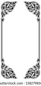 Vertical narrow Design of Thailand flower square frame border for stencil invitation greeting printing and advertise with vintage concept