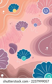Vertical neutral colored background with flowers Vector