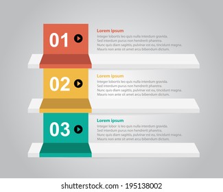 Vertical Numbered Labels Forming a Shelf for Info-graphic Usage in Magazines, Textbooks, etc...