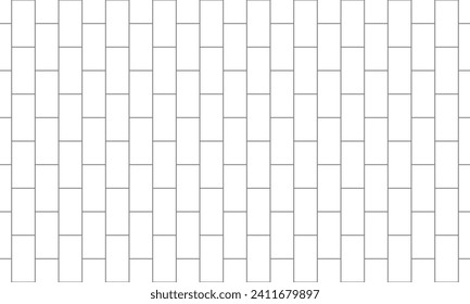 Vertical offset grey outline rectangle seamless pattern. Vector Repeating Texture.