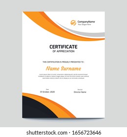 Vertical Orange and Black Certificate Template