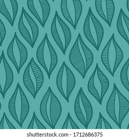 vertical organised seamless pattern. emerald green pastel colors. summer vibes ornament with fancy hand-drawn elements. elegant doodle design perfect for background, wallpaper, fabric print
