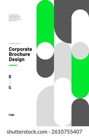 Vertical orientation layout template with geometric shapes for seminars, conferences, advertising posters or business. Corporate report cover design mockup with abstract geometric illustrations.