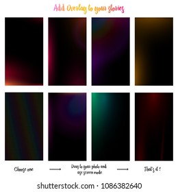 Vertical orientation Smartphone. Lens flare. Transparent sunlight. Set of Glowing Background for your images for using with screen mode. Vintage filter effect for editing photos.