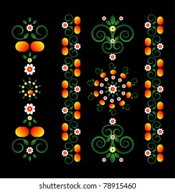 vertical ornament with flower and curl