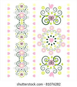 vertical ornament with flower and curl