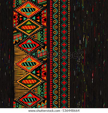 Vertical ornamental seamless pattern. Dark ethnic backdrop. Mexican, american, indian style.