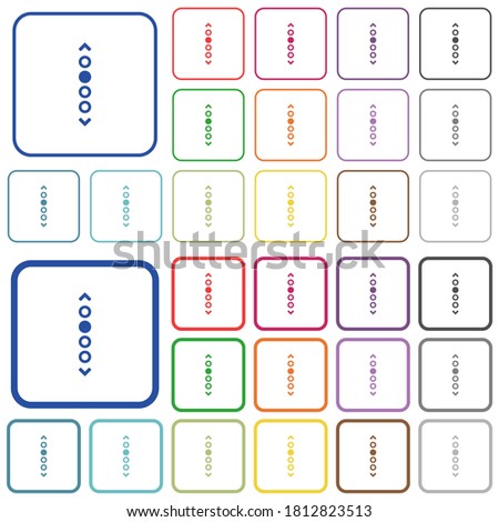  Vertical page navigation color flat icons in rounded square frames. Thin and thick versions included.