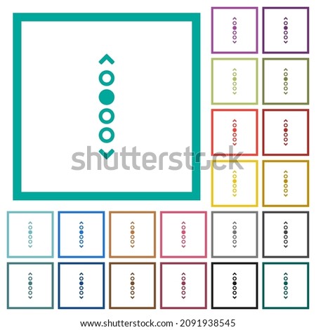  Vertical page navigation flat color icons with quadrant frames on white background
