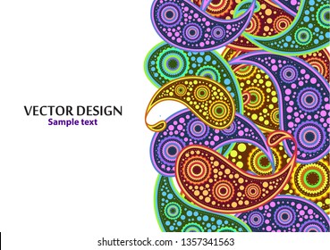Vertical paisley pattern. Packing print. Floral ornament, for fabric, textile, cards, wrapping paper, wallpaper pattern. Ornamental border. Decorative motif. Vector illustration