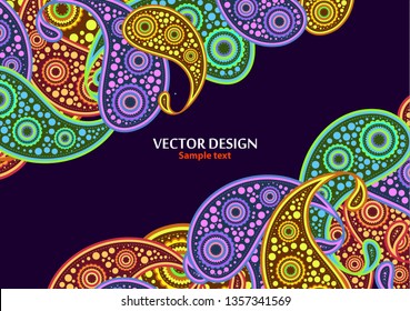 Vertical paisley pattern. Packing print. Floral ornament, for fabric, textile, cards, wrapping paper, wallpaper pattern. Ornamental border. Decorative motif. Vector illustration