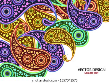 Vertical paisley pattern. Packing print. Floral ornament, for fabric, textile, cards, wrapping paper, wallpaper pattern. Ornamental border. Decorative motif. Vector illustration