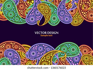 Vertical paisley pattern. Packing print. Floral ornament, for fabric, textile, cards, wrapping paper, wallpaper pattern. Ornamental border. Decorative motif. Vector illustration
