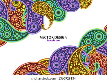 Vertical paisley pattern. Packing print. Floral ornament, for fabric, textile, cards, wrapping paper, wallpaper pattern. Ornamental border. Decorative motif. Vector illustration