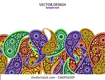 Vertical paisley pattern. Packing print. Floral ornament, for fabric, textile, cards, wrapping paper, wallpaper pattern. Ornamental border. Decorative motif. Vector illustration