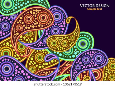 Vertical paisley pattern. Packing print. Floral ornament, for fabric, textile, cards, wrapping paper, wallpaper pattern. Ornamental border. Decorative motif. Vector illustration