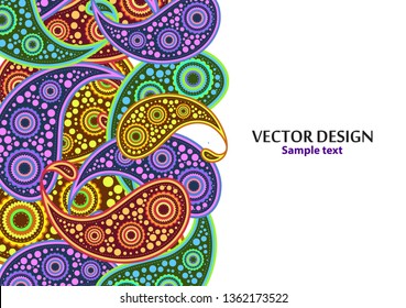 Vertical paisley pattern. Packing print. Floral ornament, for fabric, textile, cards, wrapping paper, wallpaper pattern. Ornamental border. Decorative motif. Vector illustration
