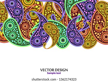 Vertical paisley pattern. Packing print. Floral ornament, for fabric, textile, cards, wrapping paper, wallpaper pattern. Ornamental border. Decorative motif. Vector illustration