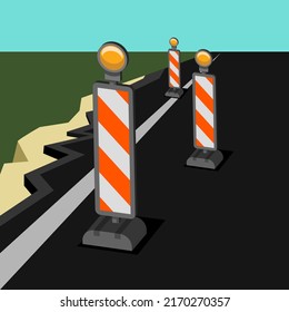vertical panel on road, signalling, vector illustration