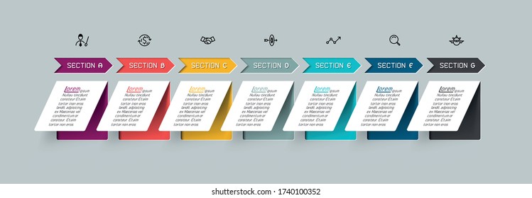 Vertical paper flat infographics with shadow.