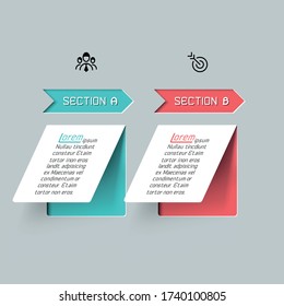 Infografía plana de papel vertical con sombra.