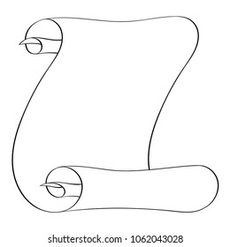 Vertical paper scroll. Outline drawing. Vector illustration isolated on white background
