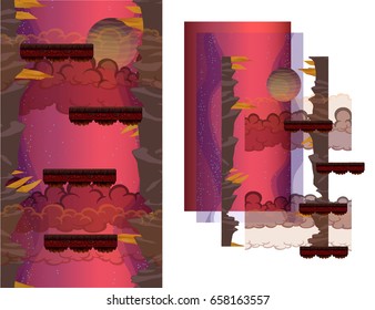 Vertical Parallax Game Background. A vector game design for any type of platformer game. Fully customizable with layered design.