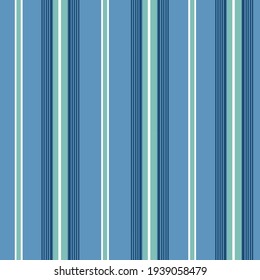 Vertical parallel stripes seamless pattern with mint green, dark blue, white on a blue background.