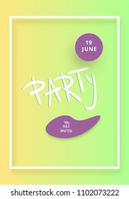 Vertical Party banner with frame. Template for holiday summer flyer design. Vector illustration.
