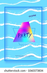 Vertical Party flyer. Holography elements. Template for holiday design. Vector illustration.