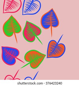 Vertical  pattern of autumn motif, doodles, copy space,leaves, spots,hole, seamless. Hand drawn.