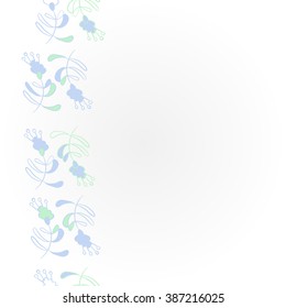 Vertical     pattern, doodles, branches, leaves, stamens,  copy space,floral theme. Hand drawn.